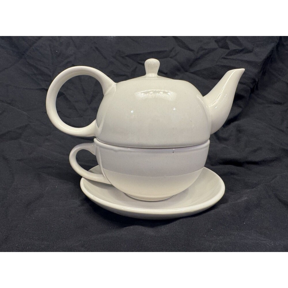 Amsterdam White Porcelain Stackable Tea Pot Set for One